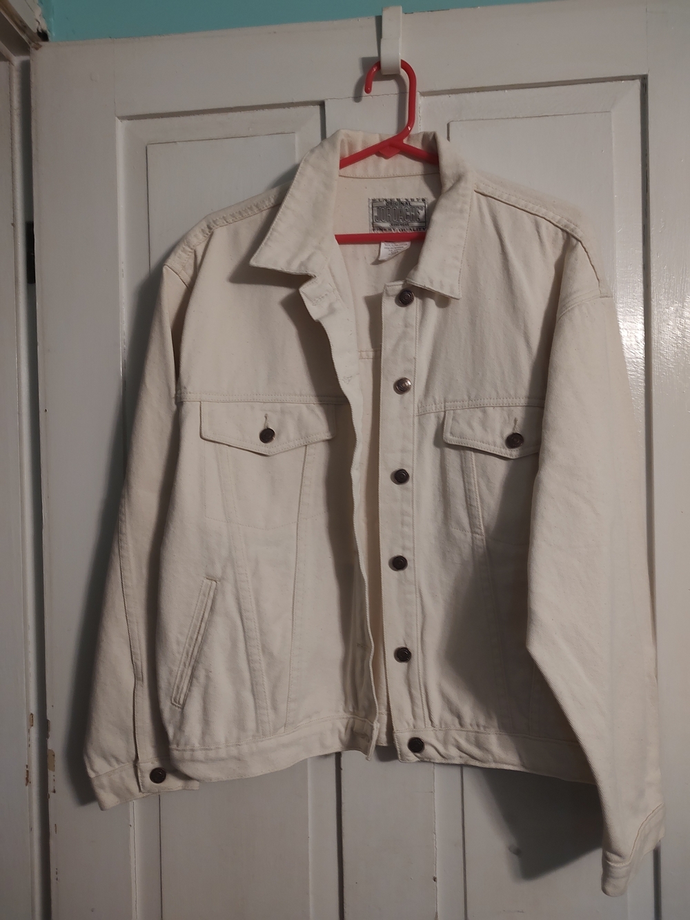 Women's Vintage Jordache Jean Jacket  'Large" Button Front Point Collar Pockets
